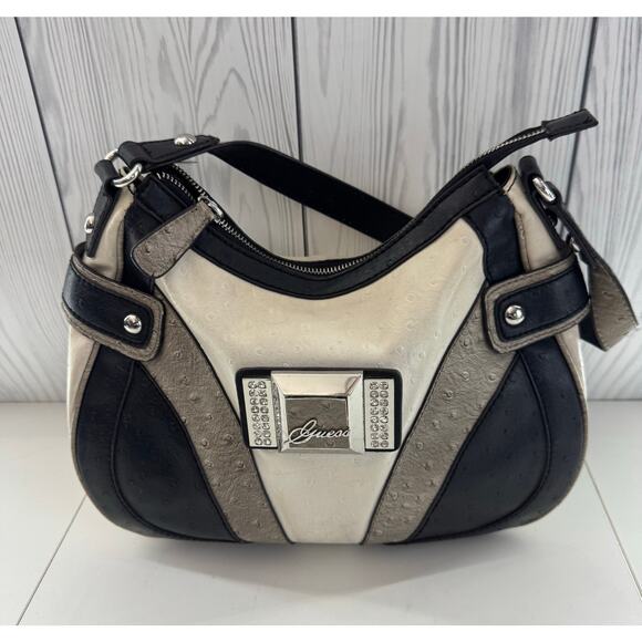 VTG Guess Handbag Y2K Chunky Studded Metal Buckle 
Leather Brown  2000s - Picture 1 of 8